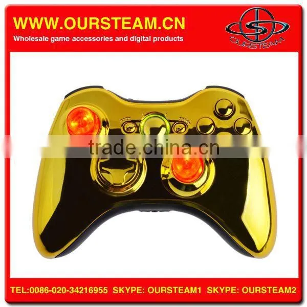 Chrome Golden Video Game Controller For XBOX 360 Wireless