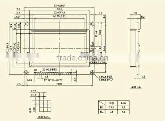 KS0108 128x64A Blue Graphic LCD with immunity C00035
