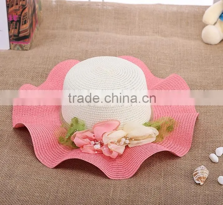Promotion Ladies Flower Sombrero Hat,Straw Hat Beach Hat For Women