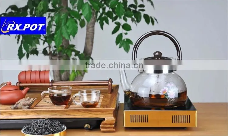 2016 New Design Gifted High Quality Borosilicate Pyrex Glass Tea Pot With Stainless Steel Infuser 1500H