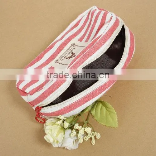 promotional Striped canvas small cosmetic bags