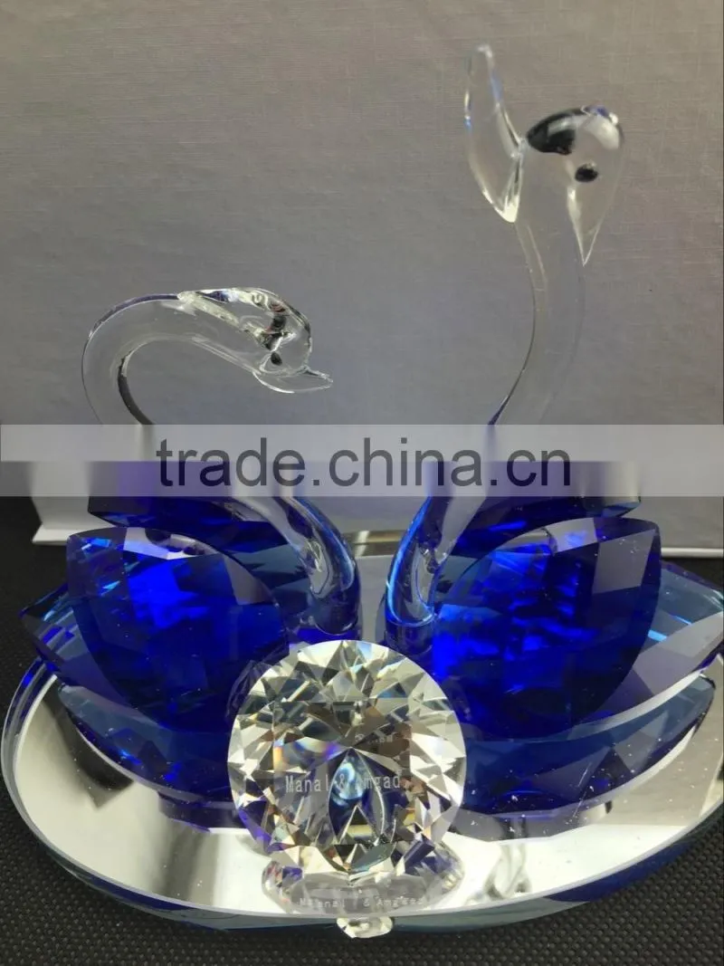 Factory directly sale hot seller high quality lovely couple crystal swan for wedding gift