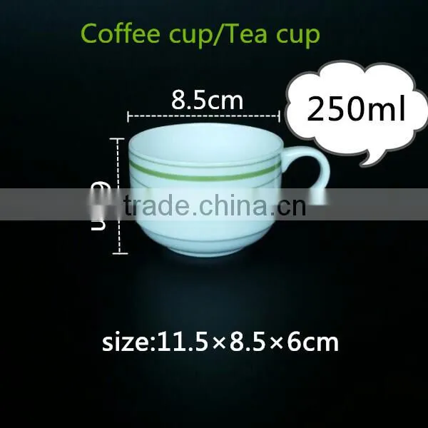 150ml Italian Espresso Coffee Cup with Saucer 250ml Round Shape Green Color Ceramic Bone China Cup With Saucer