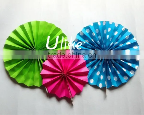 New Design Polka Dot Paper Pinwheel Decorations Fan Favor