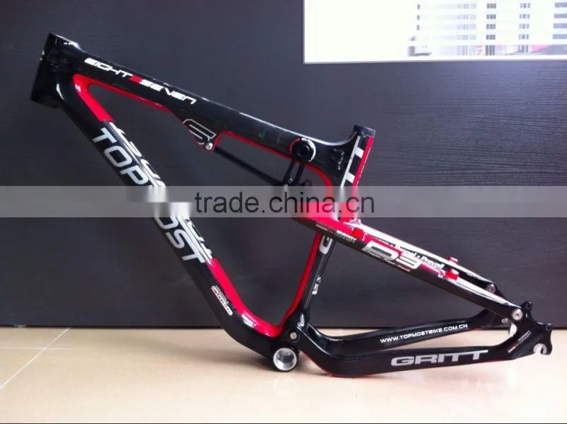 Newest Fashionable style MTB frame full suspension carbon mountain bike frame,UD glossy with logo TOPMOST on frame