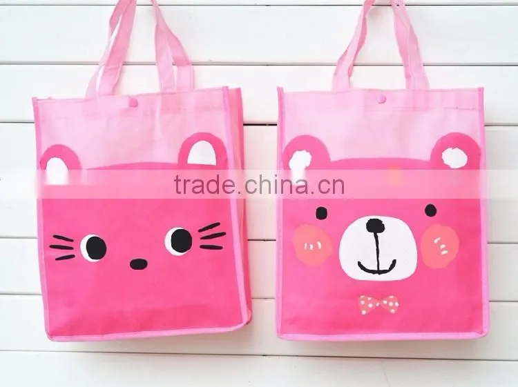 Full printing non woven bag student handle lovely bag for shopping