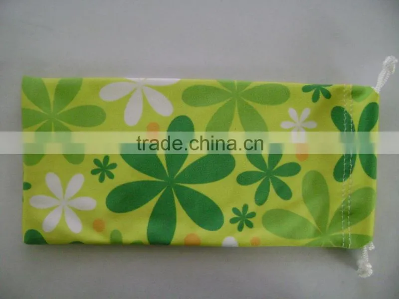 customized logo printing microfiber pouch with drawstring