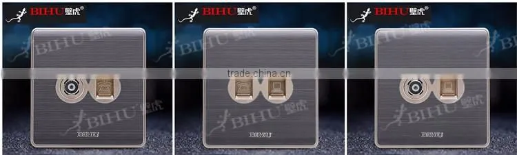 PC brushed stainless steel material network computer wall socket rj45 wall outlet