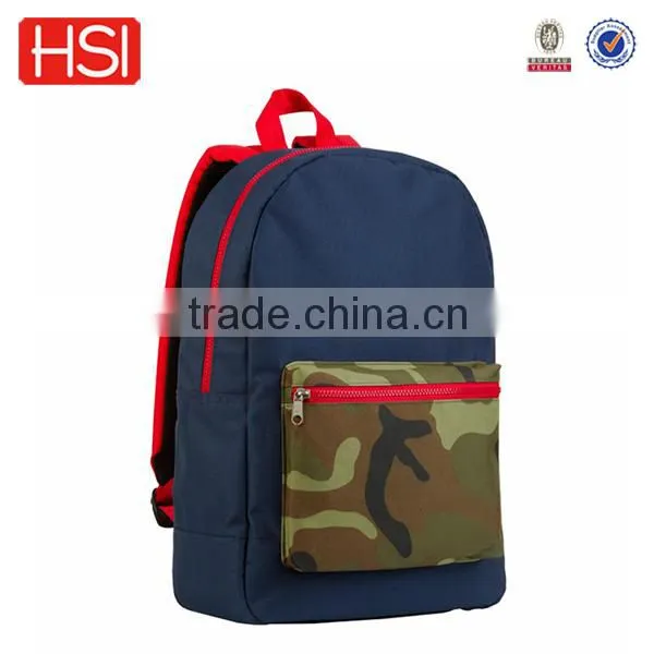navy blue with camouflage front pocket laptop backpack