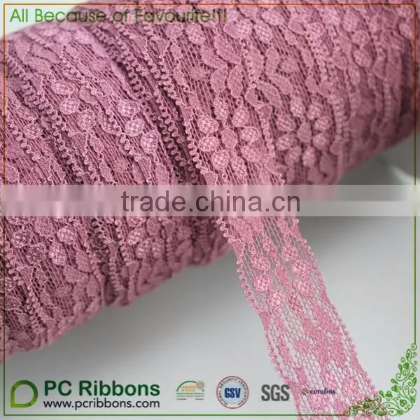1" Wholesale rose mauve Stretch Lace