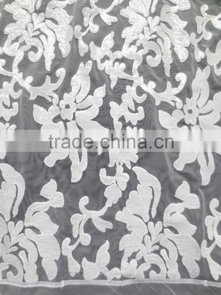 Top sale High-end African French Net Lace Sequins Tulle Lace With double net For Nigerian Parties