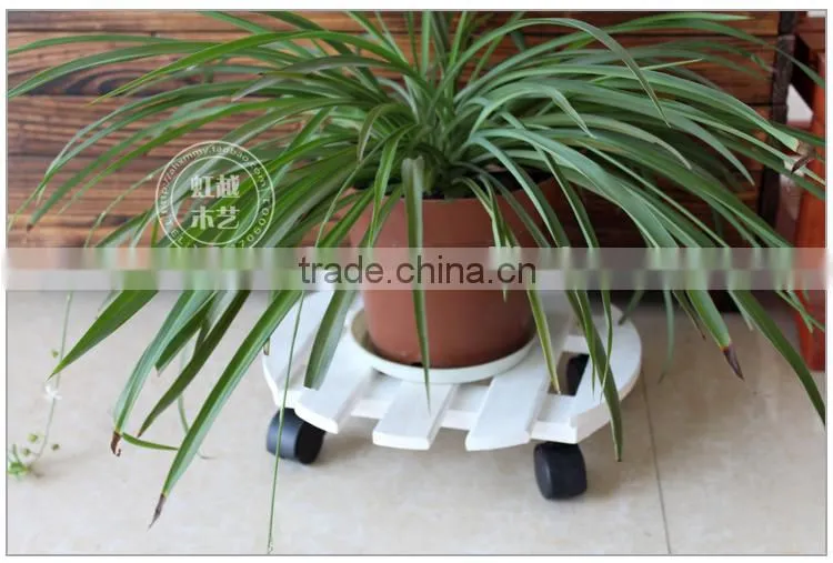 Beautiful pine wood flower pot tray with wheels