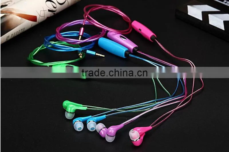 New! 2016 Sport Visible Flowing LED Flash Light Stereo Glow Earphone Headphone Headset Earbud With Microphone for Mobile phone