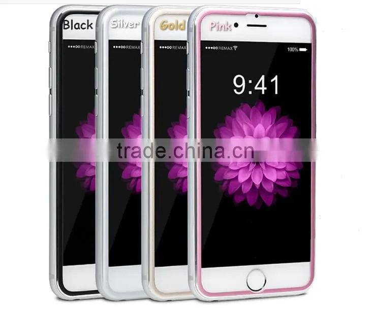 Popular titanium alloy small frame tempered glass screen protector for Iphone