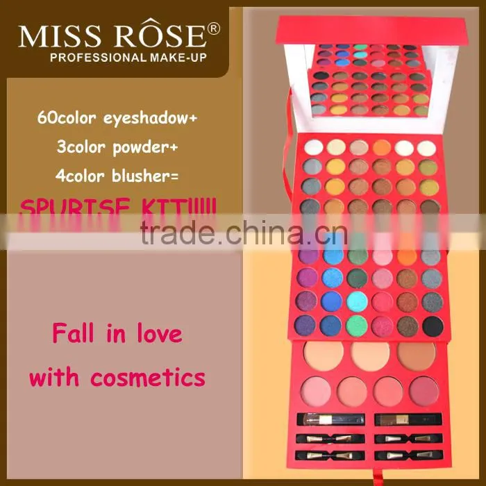2015new brand Miss Rose 60Eyeshadow 3Bronzer 4Blusher Palette Cosmetics Makeup Kit