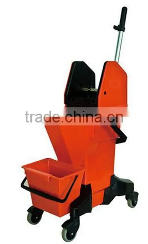 60L Hotel Plastic Double Bucket Mop Wringer Trolley