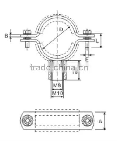 Welding type clamps M8+10 with rubber metal pipe strap