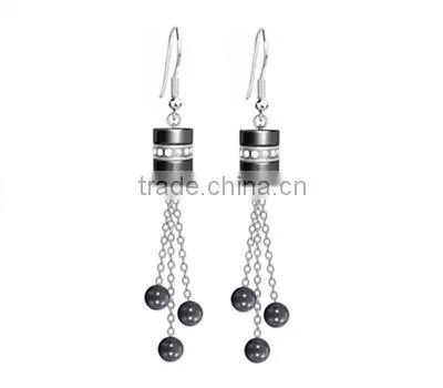 alibaba express fashion jewelry Black ceramic beads stainless steel women's earring