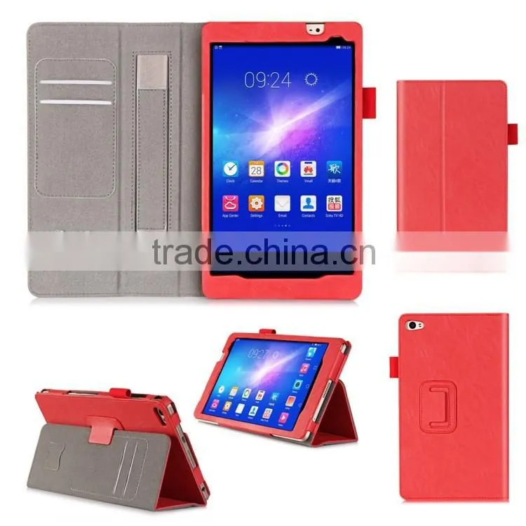 In store colorful handheld card slots fashion faux leather cover for Huawei M2 8 inch