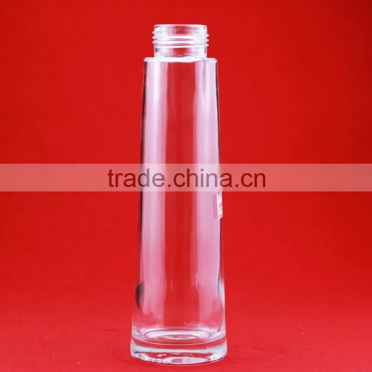 Professional Customized glass printing bottles cork cylinder glass wine bottles 750ml striangle shape bottles