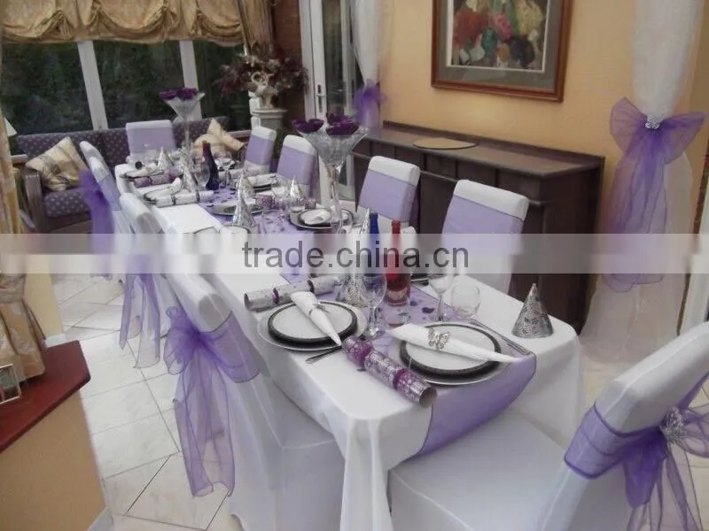 5% discount! Plain dyed organza chair sash for wedding decoration