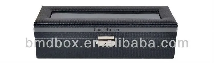 5 slots black faux leather empty watch case