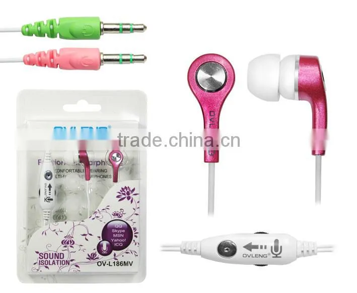 Ovleng computer earphones double jacks