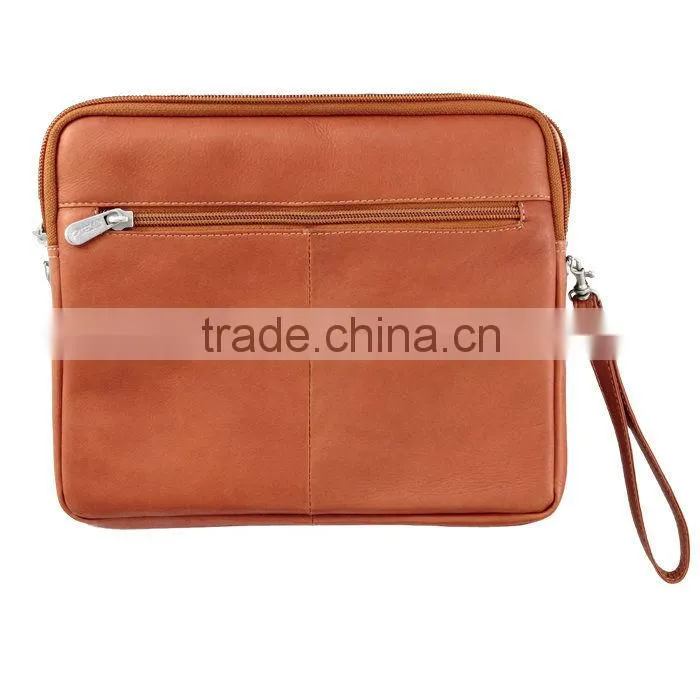 genuine leather zipper pouch for Ipad