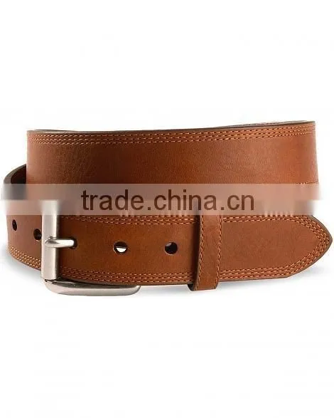 100% genuine leather men's brown stitch leather belts