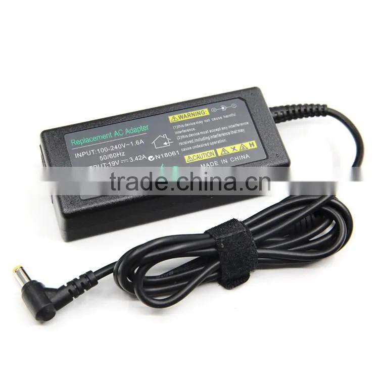 Yellow Tip 65W 19V 3.42A AC DC Adapter 100-240V Rohs AC Adapter
