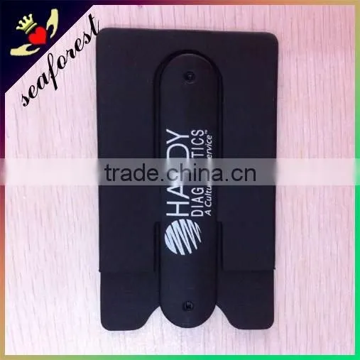 Printing Logo Custom Gift Multifunction Smart wallet 3M Sticky Silicone Mobile Card Holder with Slap Stand for advertising