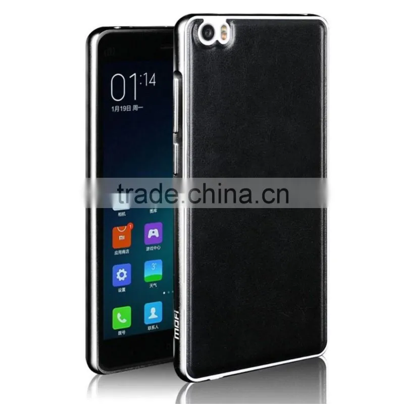 Charming leather back case for xiaomi mi note with metal frame