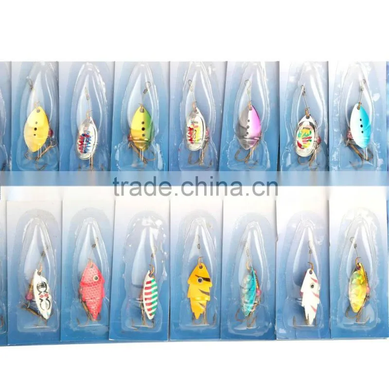 30Pcs Assorted Mixed Color Fishing Lures Metal Spinner Spoon Sequins Hook Hard Bait Tackle