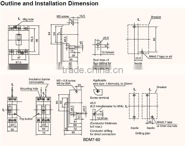 BDM7 NF-SS MCCB 50A 3P MOULDED CASE CIRCUIT BREAKER