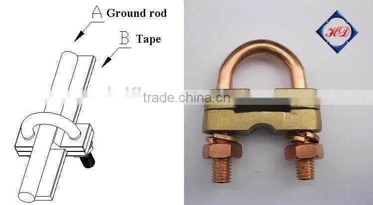 U bolt Rod clamp for grounding connection