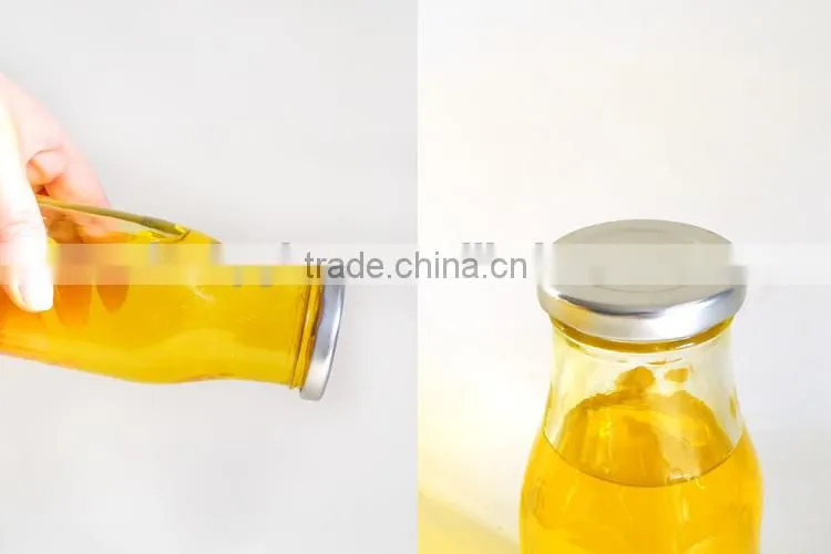 210ml mini glass milk pudding bottle with metal cover