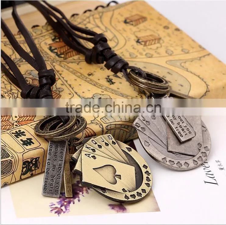 high quality Custom Wholesale New Trendy Implicit sterling silver leather Necklace