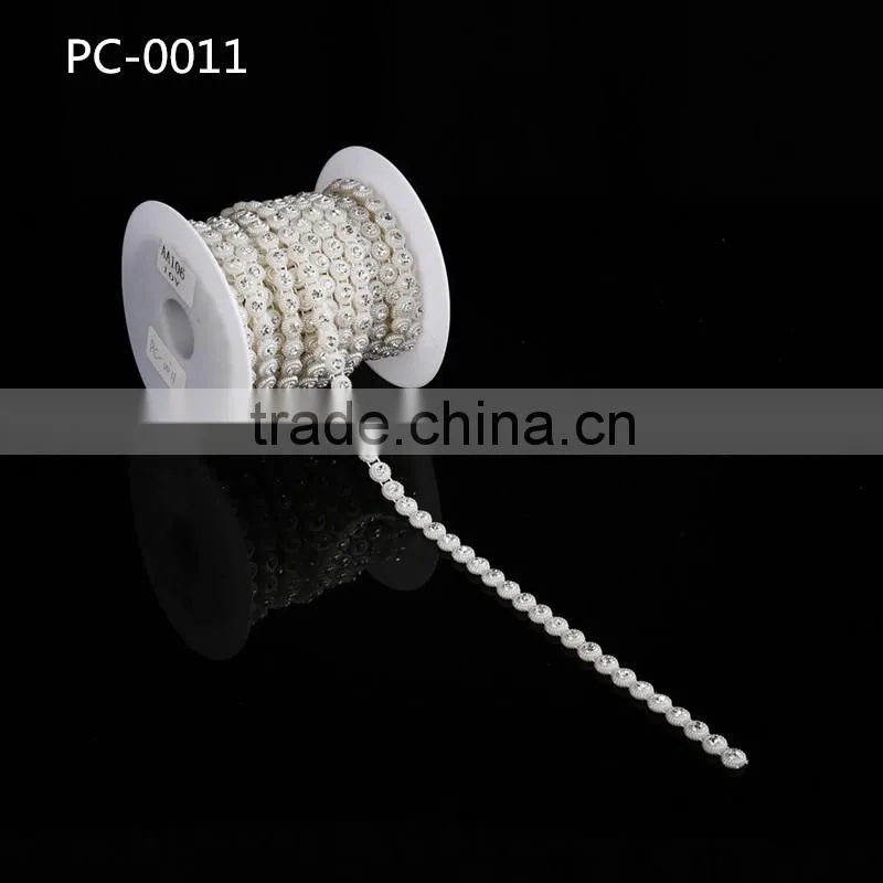Bling bling decorative rhinestone trim pearl bridal head rhinestone chain