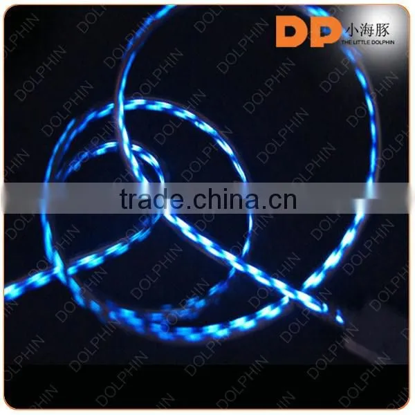 New products 2016 Visible Flowing LED Light Up Noodle Data Sync & Charging EL usb cable for mobile phone