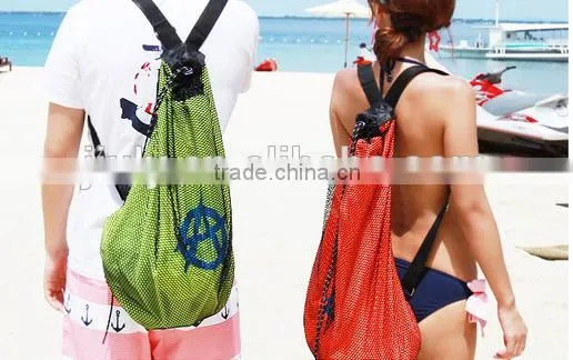 Mesh Drawstring Backpack Tote Sport Pack Swimming Shopping Bag travel Beach Backpack