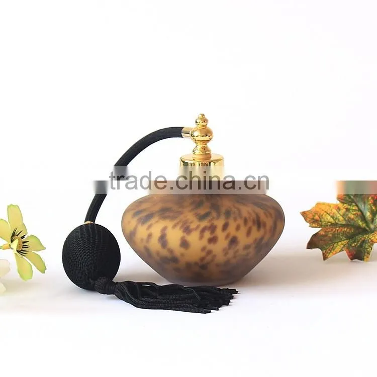 100ml hand blown modern leopard print frosted glass perfume bottle , airbag scent bottle