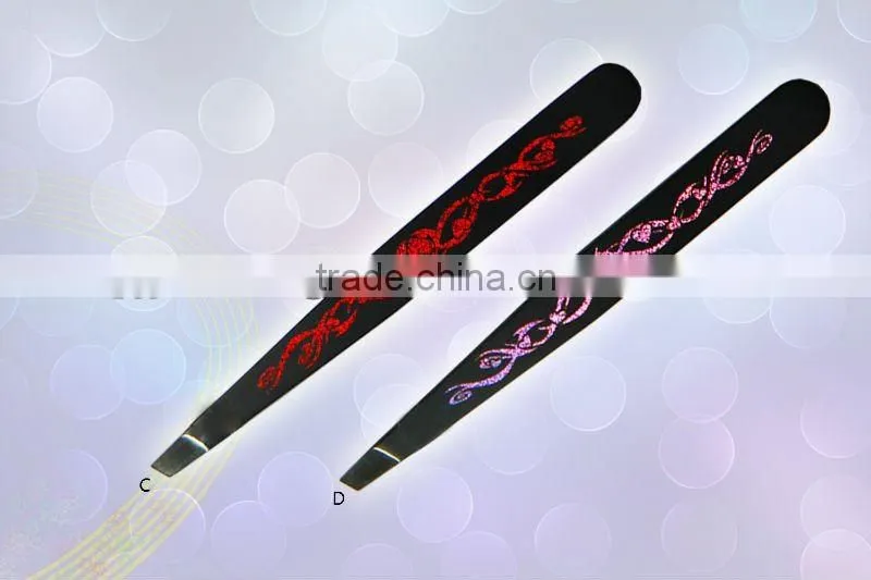 Electrophoresis and hot stamp stainless steel eyebrow tweezer