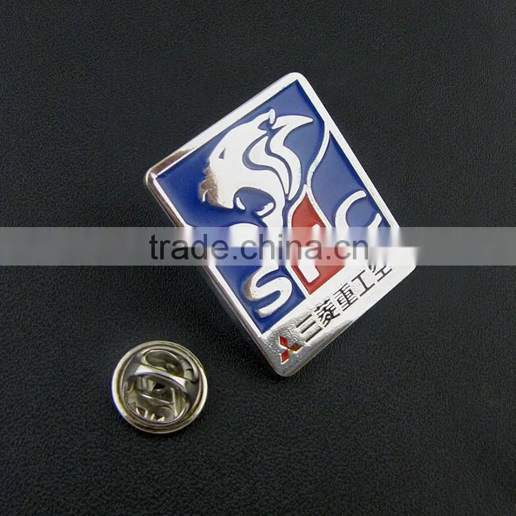 2016 epoxy coated offset printing metal badge with safety pin