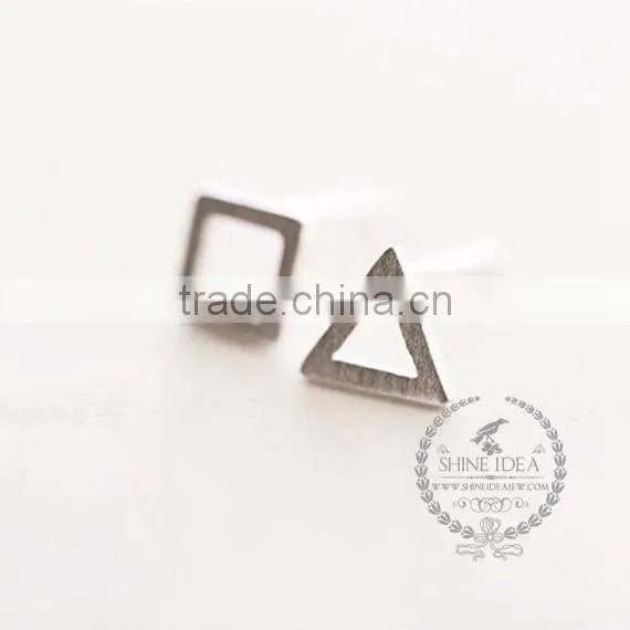 925 sterling solid silver hollow triangle and hollow square earring stud fashion women earrings 6730611