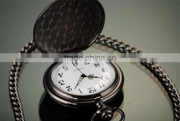 Vintage Men White Dial Analog Pendant Quartz Pocket Watch