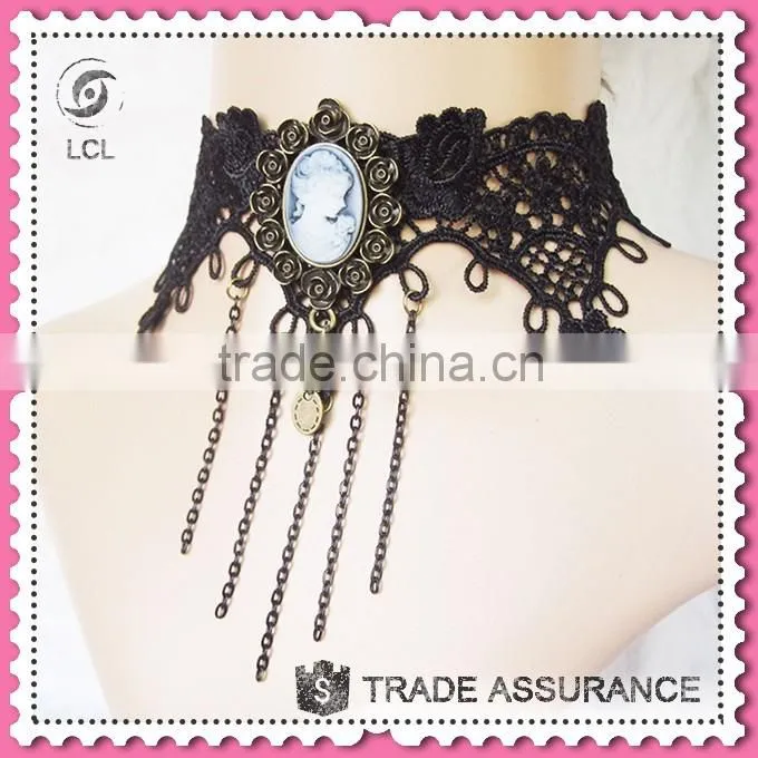 Wholesale black choker necklace for party, engraved decoration chokers for women