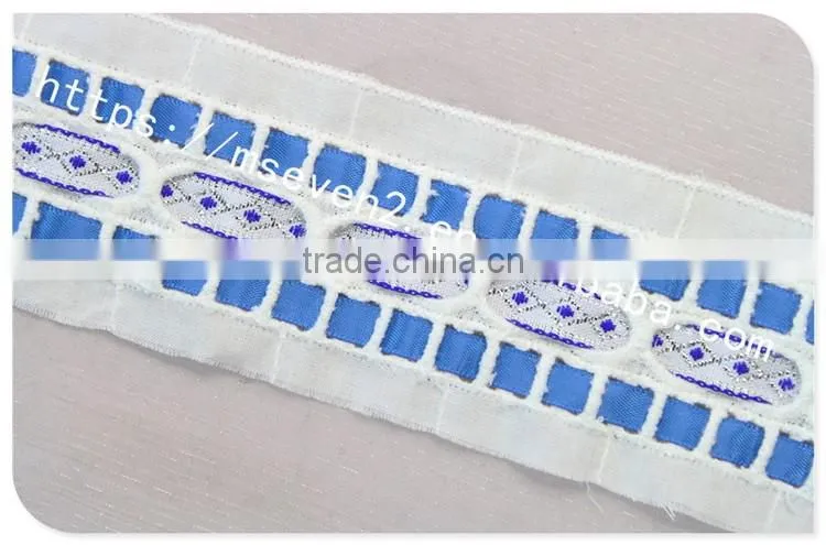 Fashion Design 5cm width embroidery satin ribbon with cotton triming