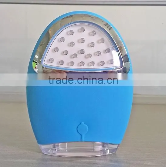 Rechargeable silicon face cleanser water-proof vibrating facial massager with red&blue light