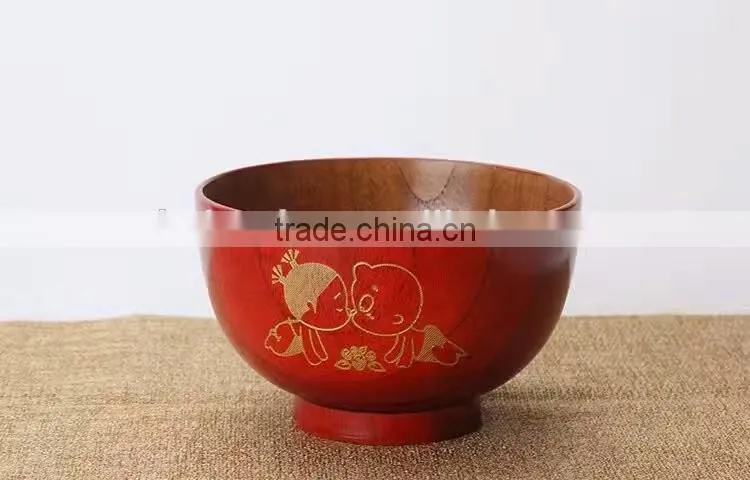 Red Chinese carved soup bowl
