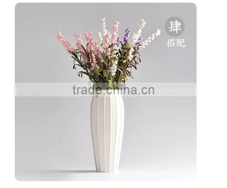 Wholesale home decoration stripe white ceramic flower vase